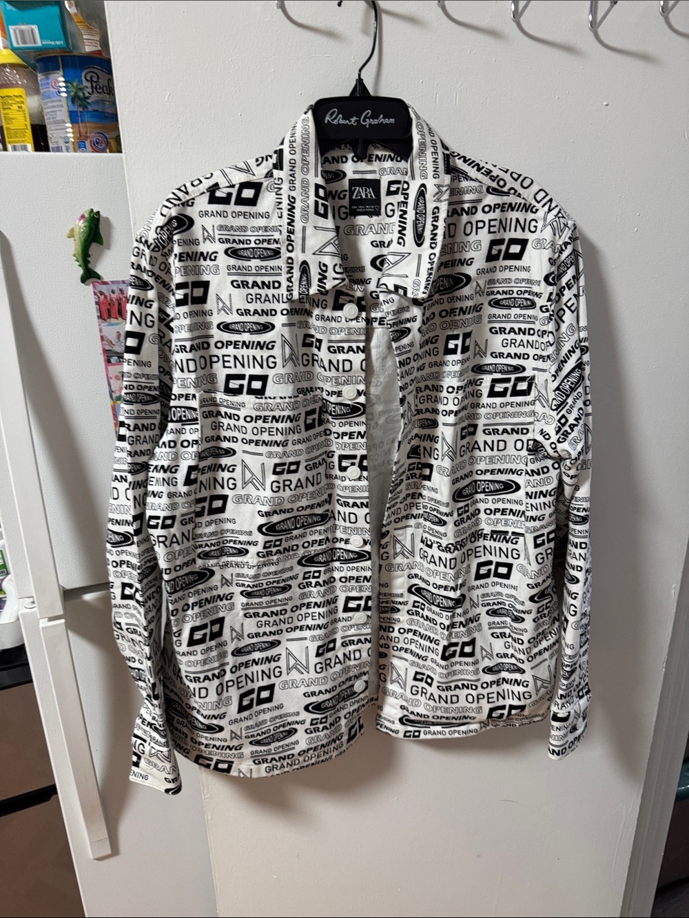 Zara Black & White 'Grand Opening' Printed Shirt Jacket